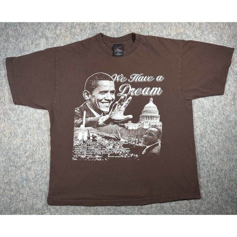Vintage Barack Obama Shirt Brown Mens XL MLK We Have A Dream Rap Tee‎